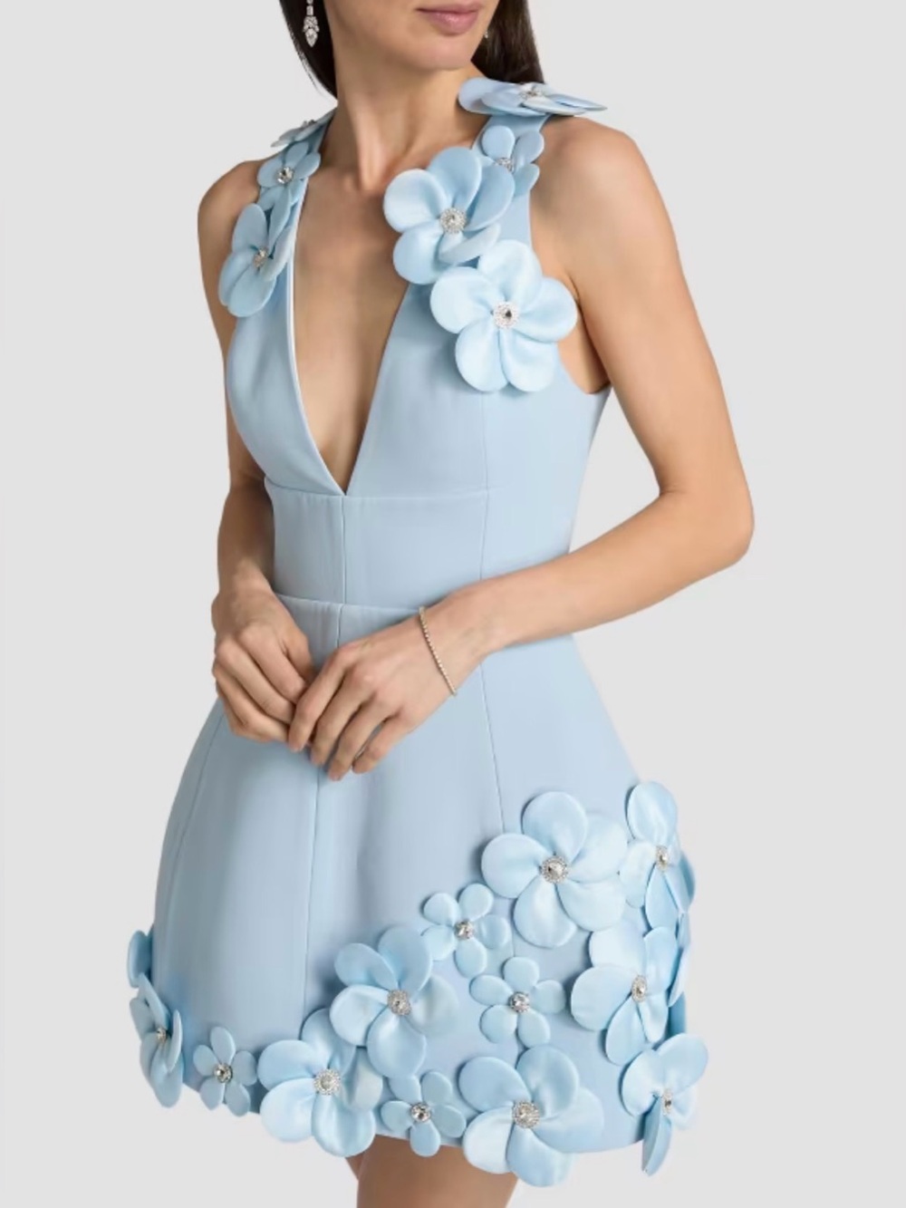 NWOT Bronx And Banco Estelle Floral Applique Fit-&-Flare Mini Dress. Size S - Picture 9 of 17